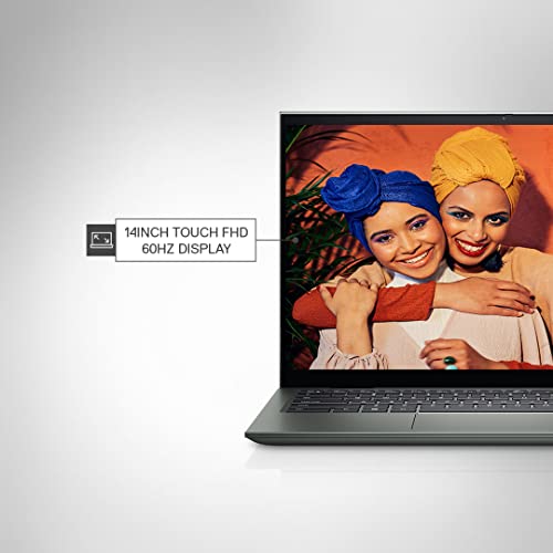 Image of Dell New Inspiron 7415 AMD Ryzen 7-5700U 14 inches Touch FHD 60Hz 2in1 Laptop, 16GB, 512Gb SSD, Windows 11 + MSO'21, Pebble Green Color, FPR + Backlit KB & Active Pen (D560635WIN9P), 1.56Kgs