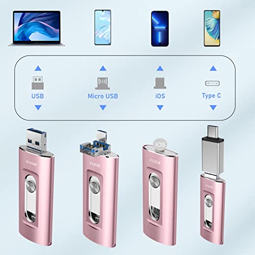 Photo Stick 512Gb For Phone, Usb Memory Stick External Storage Thumb Drive Photo Stick Compatible With Phone, Pad, Android, Pc And More Devices #TOP1