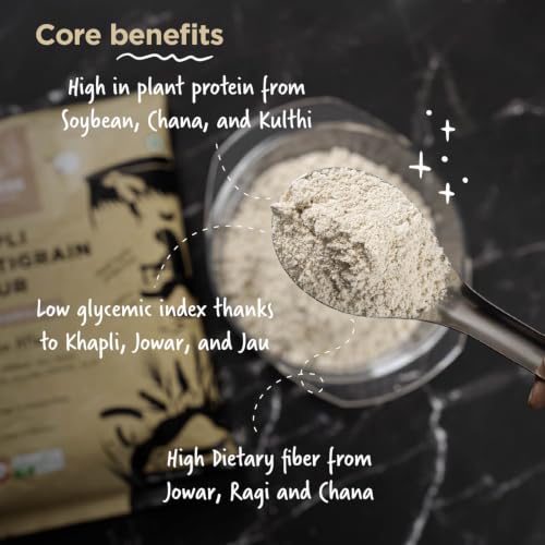 Image of Two Brothers Khapli Multigrain Atta (2kg)| 8 Super Grains Flour Mix, Diabetic Friendly |High Fibre & High Protein | Low GI Atta | Khapli, Jowar, Jau, Ragi, Soybean, Kulthi, Chana, Alsi