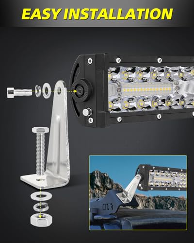 Image of Light Bar Brackets Universal Side Mounting Brackets Kit | Heavy Duty Stainless Steel Light Bar Brackets for Straight or Curved LED Light Bar Up to 54 Inch - 8MM Hole