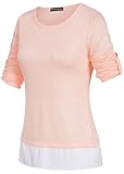 Turn- Up Longsleeve Top 2in1 Optik rosa weiss