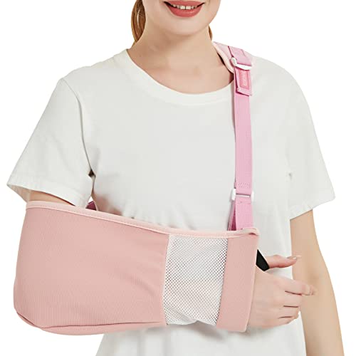 Arm Sling for Shoulder Injury, Rotator Cuff Brace for Elbow Injury, Adjustable Padded Elbow Immobilizer Support for Men&Women, Arm Brace for Left and Right Arm (Pink)
