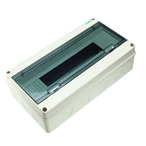 AYKNINGD Cuadro Electrico, Cuadro Electrico Superficie Caja de protección de distribución de energía con Cubierta Transparente ABS de 365x195x110mm for disyuntor Interior en la Pared de 18 vías