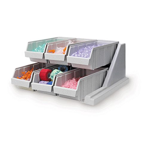 Minimalist Tiered Organizer Bin System, 6-Bin, 20.13"W x 17.25"D x 9.25"H, White, Gray