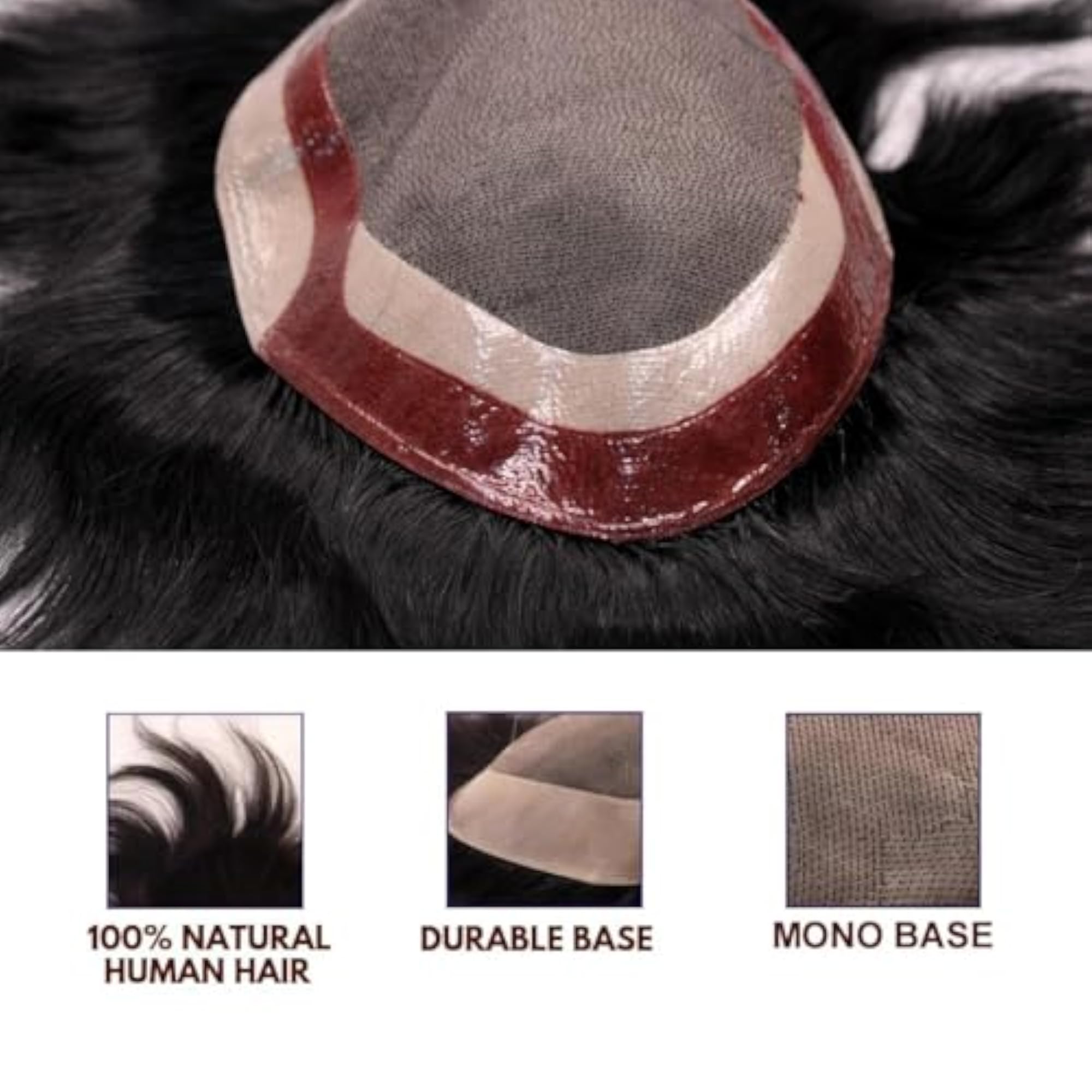 Fine Monofilament Base Human Hair Patch for Men and Boys