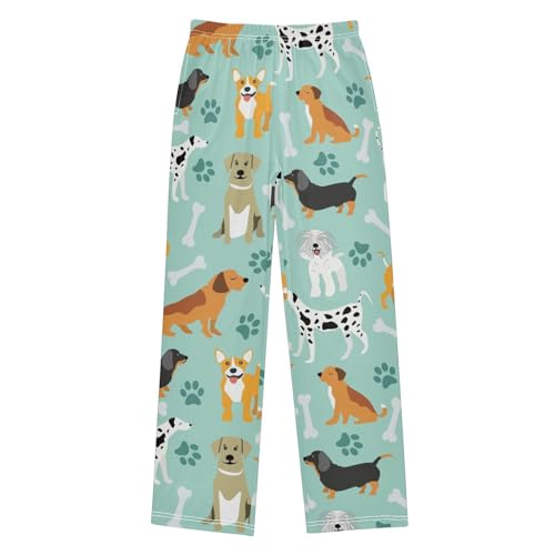 Boys' Pants Cute Dogs Breeds Bones Paws Long Bottoms Jogger Pants Elastic Waist Trousers with Pockets S-XL