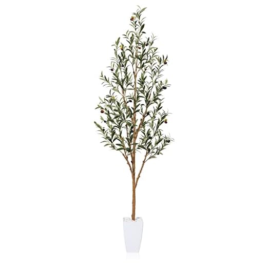 Fopamtri Olivo Artificial Planta 180cm Plantas Artificiales Decorativas Falsa Grande Plástico Arbol Artificial con Frutas para Salón Dormitorio Despacho Estudio Balcón (1Pack)