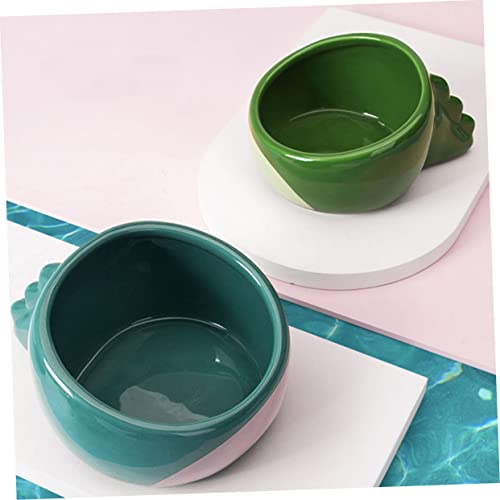 HOUDERCO Kerntyp Ceramic Dog Food Bowl Rutschfester Stabiler Futternapf Für Katzen Und Hunde Für Futter Und Wasser Blaues Dinosaurier-Design