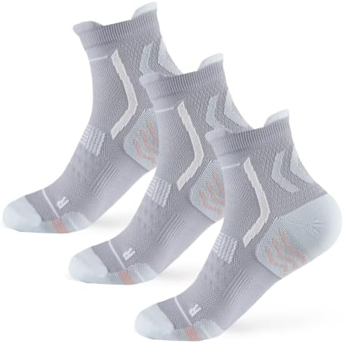 Lounwee Kurz Kompression Laufsocken Damen: Anti Blase Sport Wandersocken | Atmungsaktives Anti-Blasen Sportsocken 10‑15 mmHg Kompression Gepolstert Socken for Läufer Wandern Fahrra