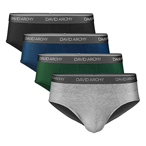 DAVID ARCHY Men's 4 Pack Bamboo Rayon Breathable Ultra Soft Comfort Lightweight Pouch