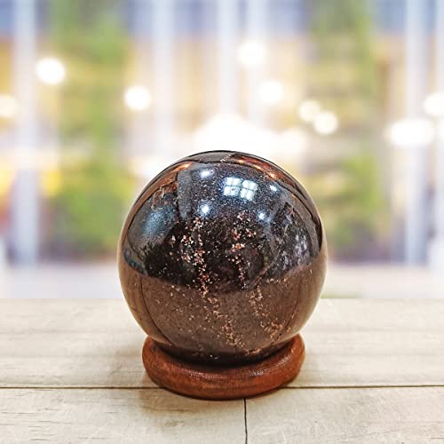 Image of Shubhanjali Healing Crystal Stone Sphere Vastu Natural Garnet Crystal Sphere Ball Crystal Garnet Stone Sphere for Home Decor Showpieces Table Decor Meditation 200-250 Gm