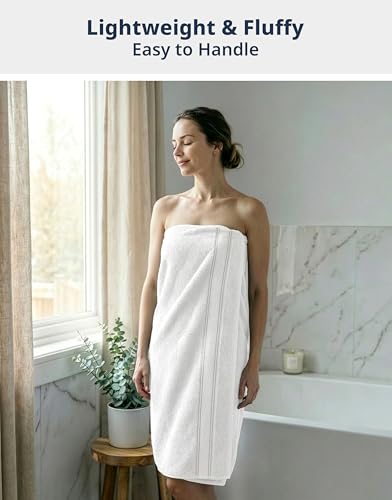Image of Lane Linen 100% Mercerized Cotton Luxury Bathroom Towel Set - 18 Pcs - Super Soft, Fluffy & Highly Absorbent - 6 Bath Towels, 6 Washcloths, 6 Hand Towels - Complete Family Pack - White Bath Towel Set