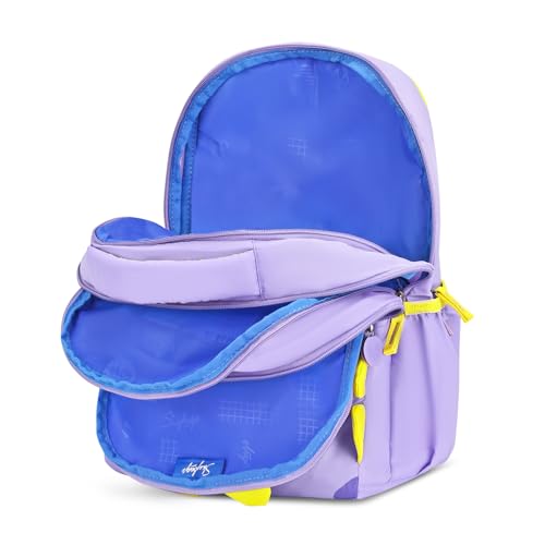 Skybags Buddy 03 Dino 20 Liters Premium Polyester Fabric School Backpack for Kids with Multiple Compartments and Adjustable Strap - Boys & Girls (Yellow & Purple) - Image 9
