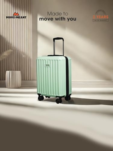Image of Move-Meant Cabin ROAMIFY Small Suitcase 55 Cm 8 Wheels Number Lock Poly Carbonat HPS Green Trolley Bag for Men & Women | 360 Degree Wheeling System Luggage | Trolley Bags for Travel