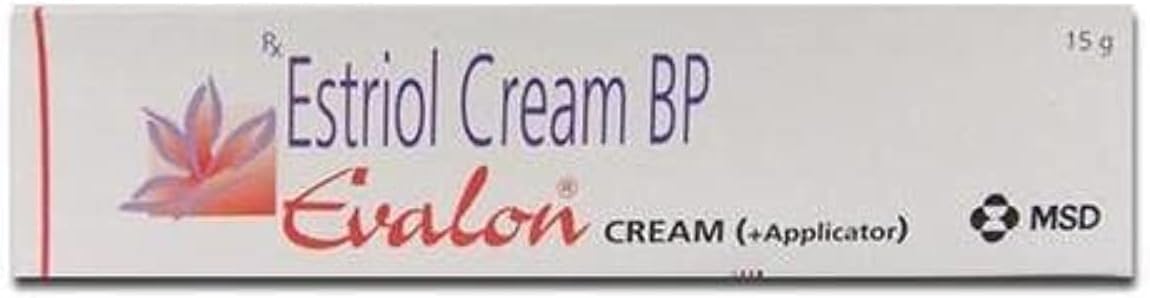 Evalon Cream Estriol 1mg - Severe Vaginal Dryness, Burning, Itching, Hot Flashes and Mood Swings Post Menopause - Estrogen Hormone Replacement Therapy Painful Intercourse- 15g Tube with Applicator