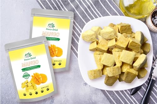 Image of CHAVI Freeze-Dried Diced Mango | 4 oz | Pack of 2 x 2 oz | Healthy 1 Ingredient Superfood Supersnacks - Kids School Snacks - No Added Sugars or Preservatives - Non-GMO, Vegan, Gluten-Free
