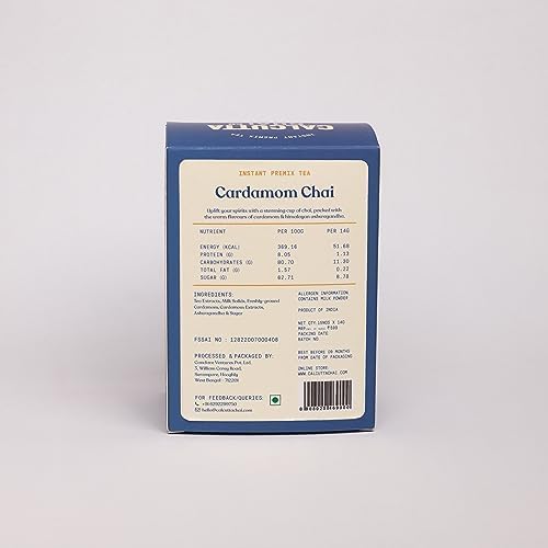 Image of Calcutta Chai Co - Cardamom Chai | Instant Tea Premix | 30 Sachets | 420g - Pack of 2 | Made with Assam Tea | Added Natural Spices | Low Sugar