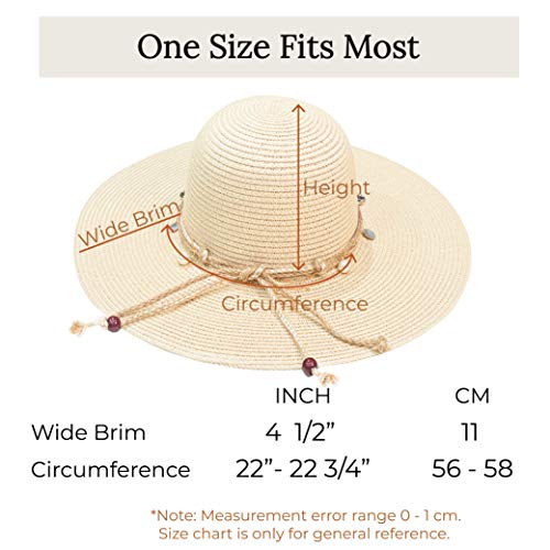 Accsa Wide Brim Beach Hats For Women Adjustable Floppy Sun Hats Foldable Straw Hat Uv Protection Summer Hat Upf 50+ Beige thumb #5
