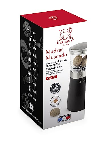 Foto von PEUGEOT - Muskatnussmühle Madras 15 cm - Stahlmahlwerk - Buchenholz und Edelstahl - Aus Holz mit PEFC-Siegel - Schokoladenbraun