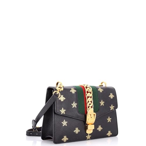 Pre-Loved Sylvie Shoulder Bag Printed Leather Small, Black3