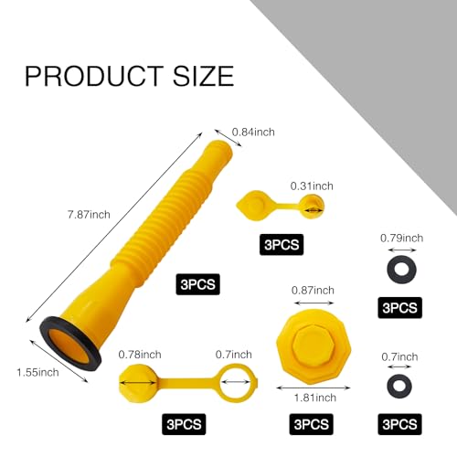 QODOLSI 3 Set Car Fuel Tank Repaire Replacements, Waterproof Plastic Vehicle Accessories Drainage Soft Tubes with Washers, Universal Anti-Leak Durable Hexagonal Nut Threaded Pipes Base Caps (Yellow) - Thumbnail 2