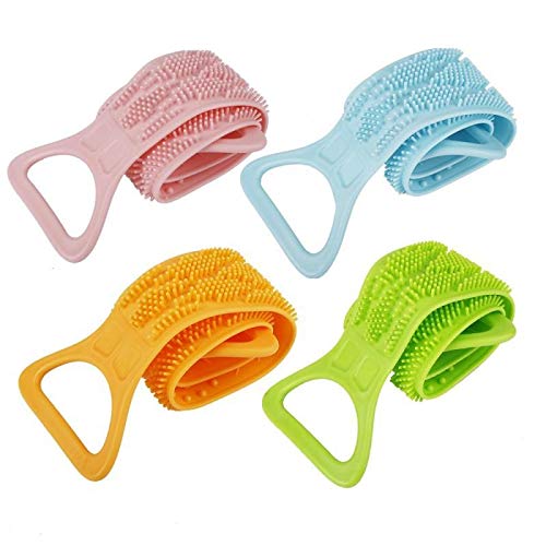 Toalla Exfoliante 1PC Long Bath Scrubber Toalla de baño Back Wash Strap Wash Scrubber Exfoliating Silicone Scrub Masaje de Cuerpo Completo Cepillo de baño Guantes exfoliantes (Color : C) (A)