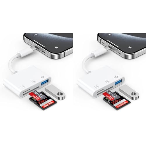 USB C SD Card Reader for iPhone 15 16, 3 in 1 USBC Memory Trail Camera Card Adapter with Dual Slots & USB Port for Mac MacBook Pro/Air/Mini Android Laptop (USB C-2 Pack)