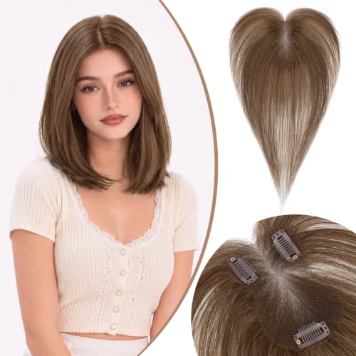 Lightweight Breathable 100% Human Hair Topper 11Inch #04 Chocolate Brown