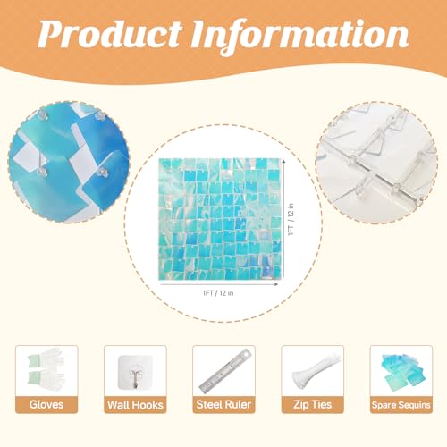 Image of Iridescent Blue Shimmer Wall Backdrop,Shiny Sequins,24PCS Sequins Backdrop Decoration Panels, Glitter Bling Photo Background Decorations for Birthday Party Wedding Anniversary Graduation