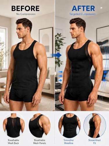 Mens Compression Shirt Tank Top Shapewear Vest for Tummy Control Undershirt - image 6