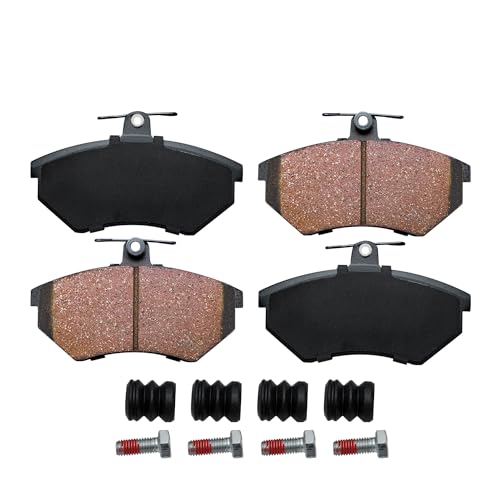 Image of Detroit Axle - Front Ceramic Brake Pads with Hardware Set Replacement | for 1996 1997 Volkswagen Passat Golf Cabrio - 4pc Set