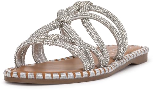 Jessica Simpson Briellea Embellished Flat Sandal, Silver, 7
