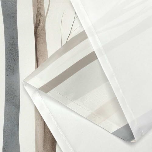 MERCHR Brown Grey Tree Fabric Shower Curtain, Art Style Abstract Birch Forest Rustic Wood Polyester Fabric Waterproof Bath Curtain, Farmhouse Bathroom Shower Curtains with Hooks 72X84 Inch by MERCHR - Used condition - Image 6