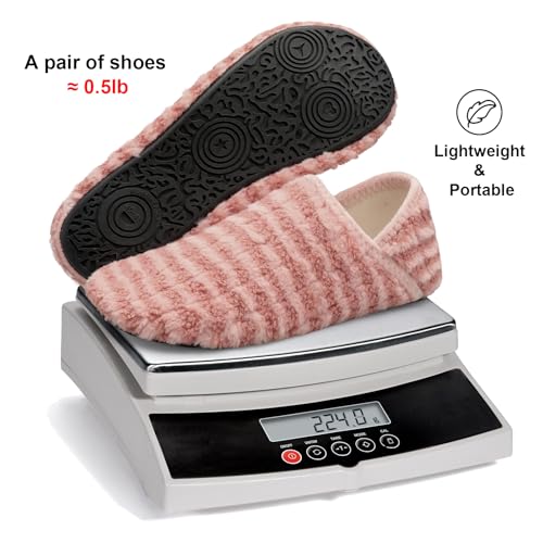 Image of Fires Soft Womens House Shoes with Rubber Sole - Lightweight Ladies Slippers Non Slip for Indoor /Outdoor & Travel - Peachstripe 8-9 Women /6.5-7.5 Men