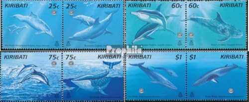 Sellos de ballenas de Kiribati MNH 1998 en pares completos Prophila 781-788