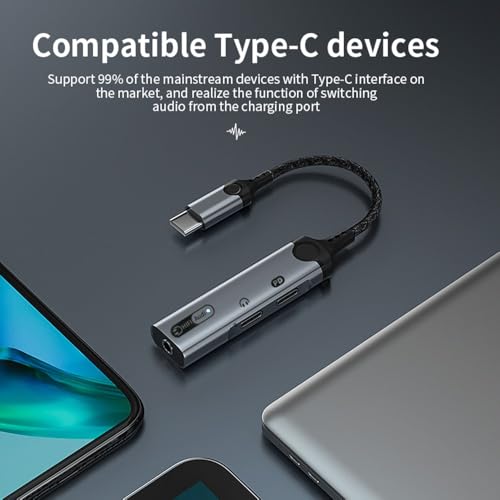 Image of Wefly 3-in-1 Type C to 3.5mm Earphone Adapter - Dual Type C Headphone Jack with PD 60W Fast Charging Splitter for 1Phone 17 /17 Pro /17 Pro Max /16 /15, Galaxy S26 /S25 /S24 /S23, 1Pad (MH340)