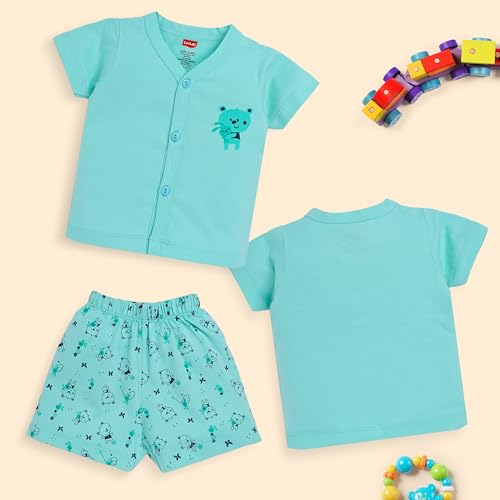 Image of LuvLap Baby Girls Regular Fit 100% Cotton Half Sleeves Girls Top CoSet Pack of 3