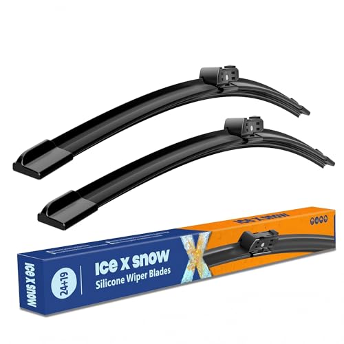 Image of 24 inch+19 inch Silicone Windshield Wiper Blades Replacement for Volkswagen VW Jetta 2023-2011 Passat 2018-2012 CC Oem Quality Wiper Blades Durable and Quiet Windshield Wipers (Pack of 2)