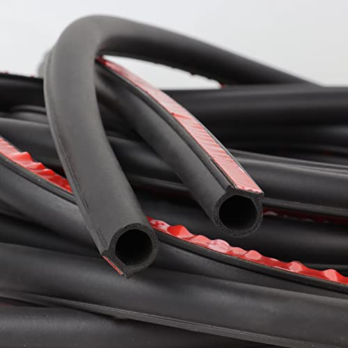 10Ft D-Shape Rubber Weather Stripping 3/8" X 1/4" Car Door Seal Strip Hollow With Bulb Gasket Weatherstrip(Self-Adhesive) Soundproof For Automotive Door Window #TOP2