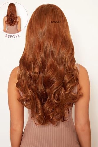 Image of Artifice 5 Clips 26 INCH Curly Wavy Hair Extensions for Women Natural Soft Clip on Extensions Synthetic Thick Hairs for Any Event for Girls Hair Extension Golden Brown