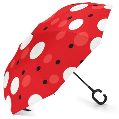 Parapluie inversé à pois anti-gouttes pour voiture et sac à dos