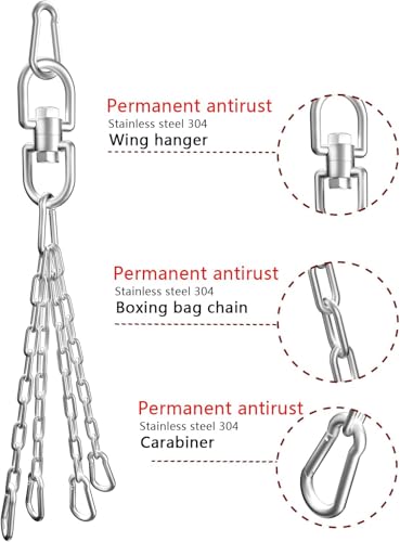 YORWHIN Boxsackaufhänger, 360° Drehung Schwere Taschenkette, Edelstahl Drehkette mit 4 Karabinerhaken, Schwerer Taschenaufhänger Halterung für schwere Tasche, Turnschaukel, Trapez, Yoga und Hängematte