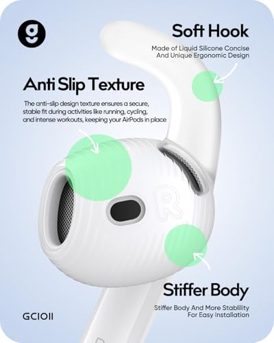 Image of Gcioii 3 Pairs for AirPods 4 Ear Hooks Covers [Added Storage Pouch] Anti-Slip Accessories Compatible with Apple AirPods 4th Generation (Translucent)