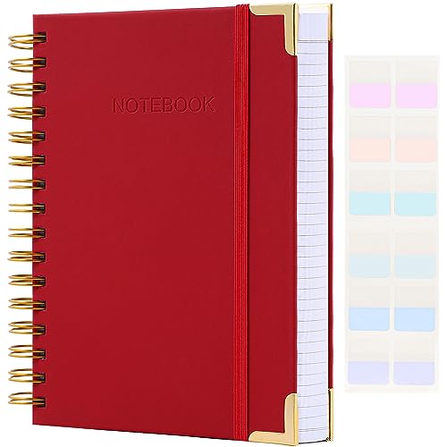 Carnet ligné à spirales rouge B5 grand cahier de notes de 300 pages