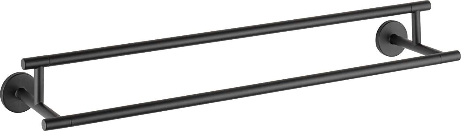 Delta 75925-BL Trinsic 24-in Double Wall Mount Towel Bar Bath Hardware Accessory in Matte Black Bar Matte Black