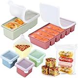 Mity rain Silicone Freezer Trays Set for Soup Cubes, 6 Pack BPA Free 1/2 Cup Silicone Freezer Molds with Lids, Control Portion Soup Freezer Containers for Souper Food Cube Storage & Meal Prep