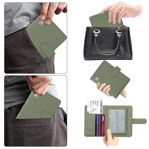 Cnycmy Passport Holder And Vaccine Card Holder,Passport-Wallet-Holder For Women, Rfid Passport Holder With Vaccine Card Slot Waterproof, Pu Leather Travel Passport Case For Women/Men (Moss Green) #TOP4
