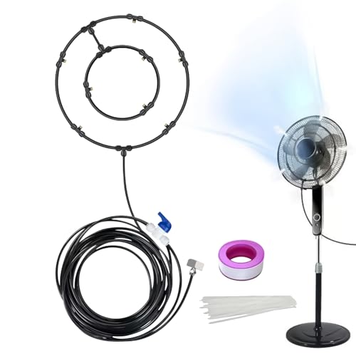 Juego de ventiladores de pulverización, accesorio de nebulización de agua para ventiladores, pulverizador de múltiples boquillas, para jardín, terraza, camping, zona de barbacoa en verano