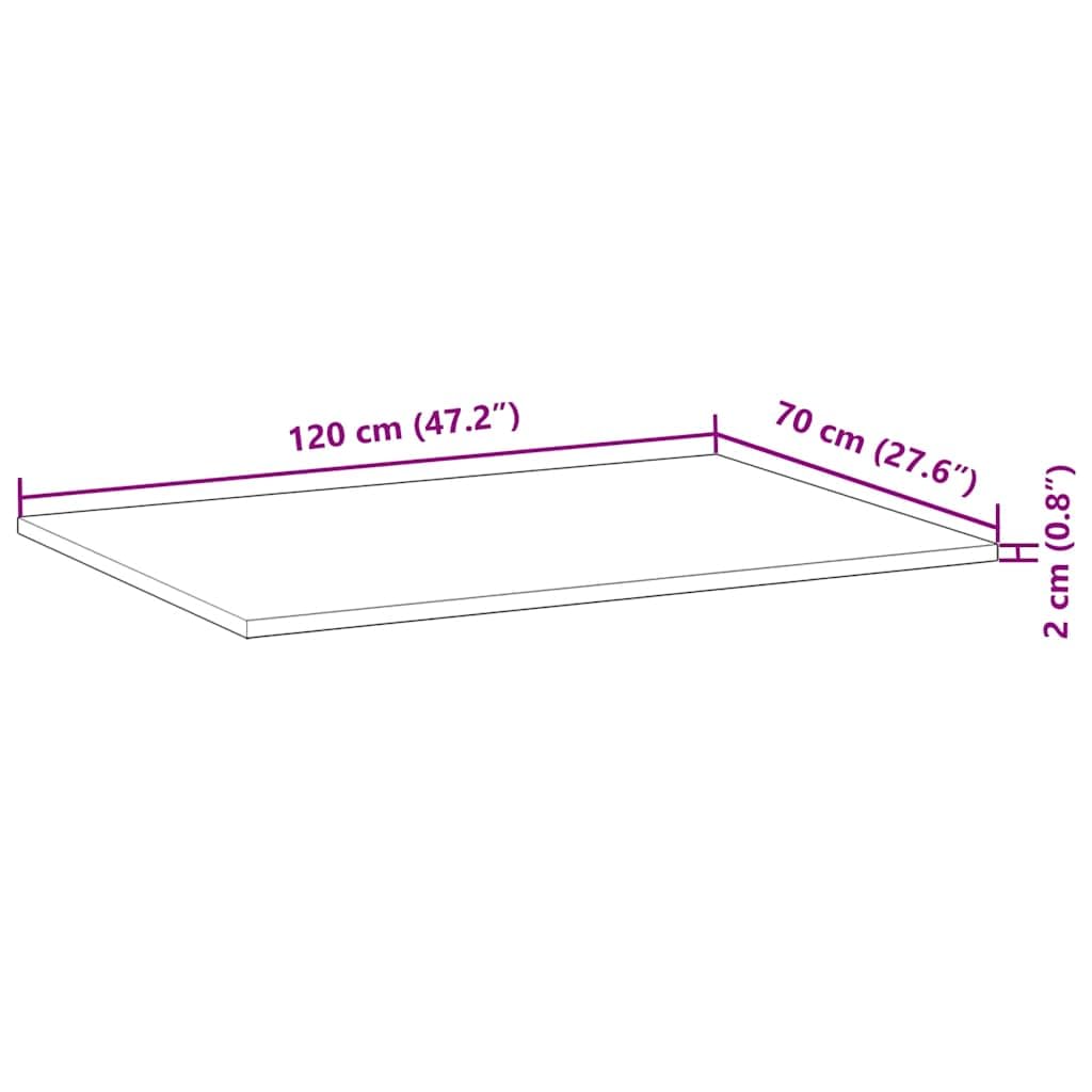 vidaXL Tablero de Mesa Rectangular Madera Maciza de Acacia 120x70x2 cm, Tablero de Mesa de Repuesto, Tablero de Mesa Rectangular, Tablero de Mesa Auxiliar