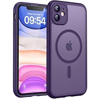 TOCOL for iPhone 11 Case, Fit for MagSafe, Upgraded Full Camera Protection, 14FT Military Grade Shockproof Magnetic Thin Slim Frosted Translucent Matte Back Phone Cover (Midnight Purple)